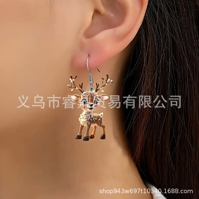 Wholesale Cute Christmas Deer Acrylic Earrings – Holiday Decor Fashion Accessory for Resale