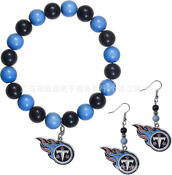 Wholesale Football Colored Candy Acrylic Bead Bracelet Earring Set
