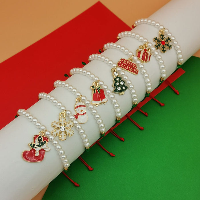 Wholesale Christmas beaded bracelet Christmas bell snowflake Christmas tree woven pearl bracelet