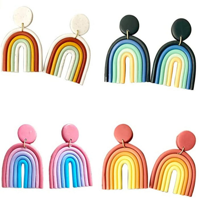 Wholesale U-shaped Rainbow Color Polymer Clay Earrings JDC-ES-TengC002