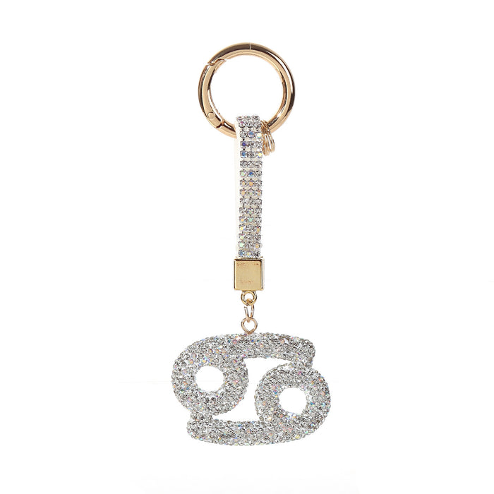 Wholesale Full Crystal Zodiac Keychain Diamond-Encrusted Car Key Chain,  Simple and Personalized Pendant