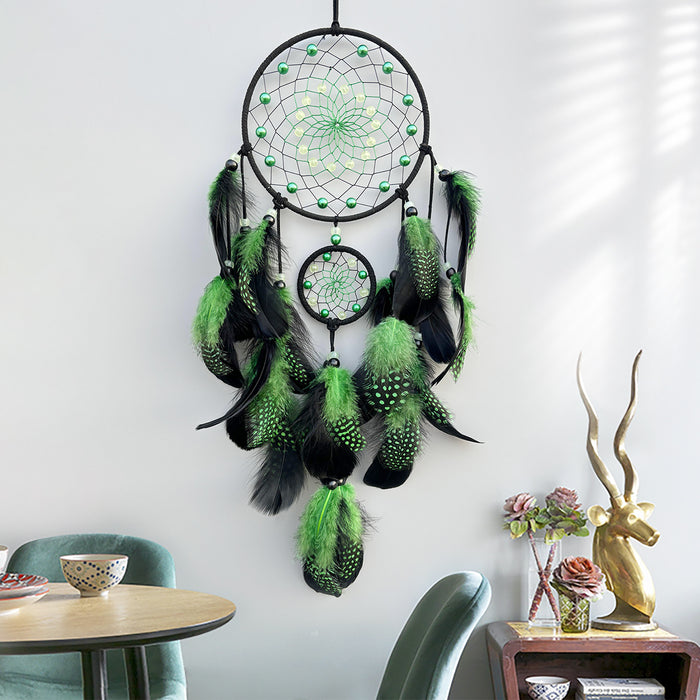 Wholesale Luminous Dreamcatcher Feather Wind Chime Home Decor MOQ≥2