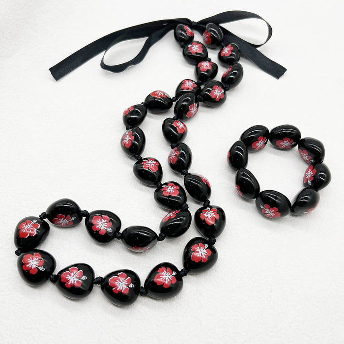 Wholesale Acrylic Imitation Nut Ribbon Knot Graduation Season Ribbon Wreath Necklace
