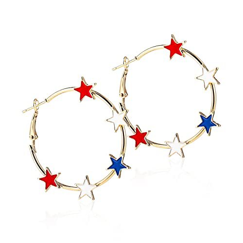 Wholesale New Five pointed Star Independence Day Flag Love Peach Heart Earrings
