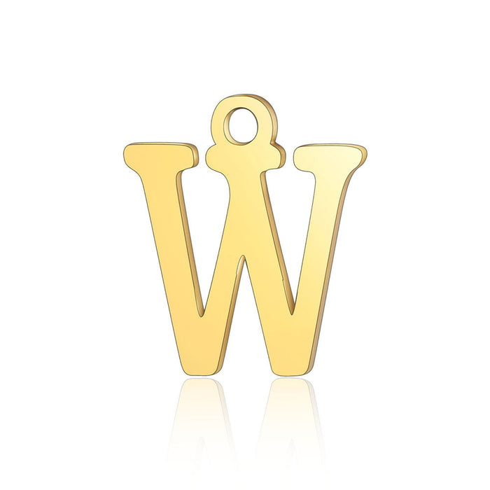 Wholesale 5 Pcs Titanium Steel Letter 26 Gold Capital English Letter Pendants JDC-PT-QZ001