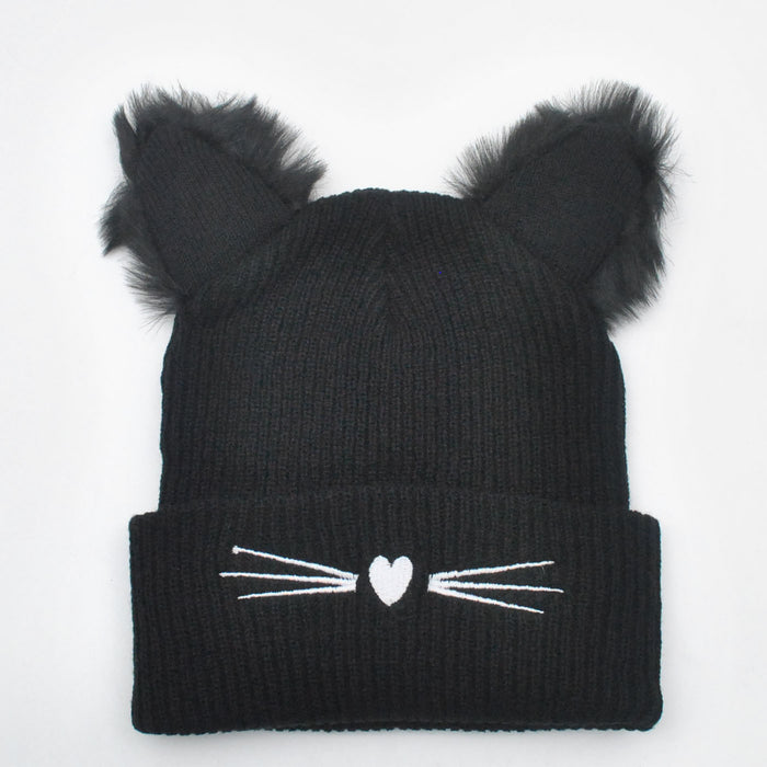 Wholesale Autumn and Winter New Cat Ears Knitted Wool Hat JDC-FH-PeiN021