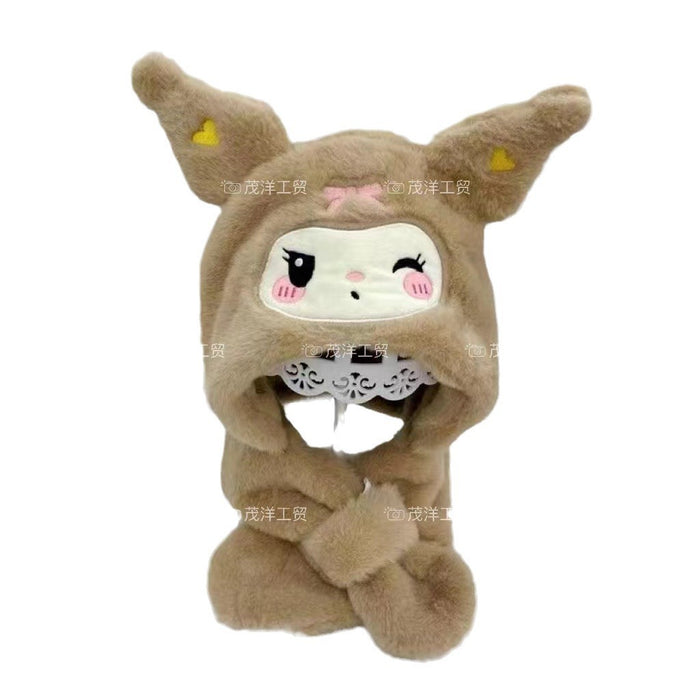 Wholesale Children's hat, scarf, all-in-one hat, thickened warm scarf, two-piece plush hat