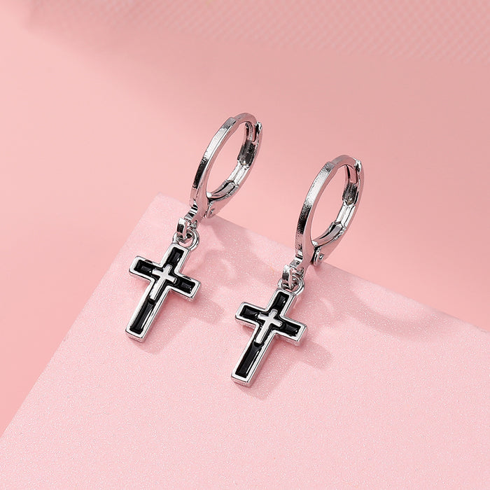 Wholesale Cross ear buckle street earrings niche retro design ear loops