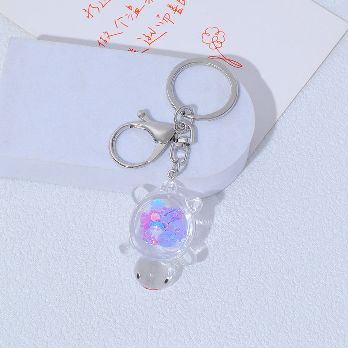 Wholesale Transparent Acrylic Turtle Keychain Padded Doll Pendant Girl Bag Pendant