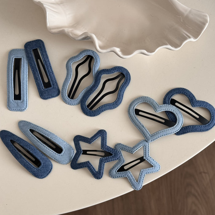 Wholesale Denim blue fabric bb clip cute dopamine baby hair clip broken hair side clip bangs hair accessories new