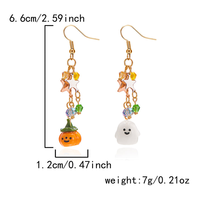 Wholesale  earrings for women creative personality five-pointed star asymmetric pumpkin ghost  party earrings