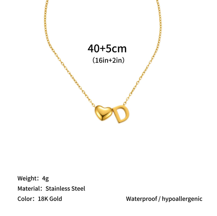 Wholesale Clavicle chain jewelry accessory 26 letter heart pendant titanium steel necklace