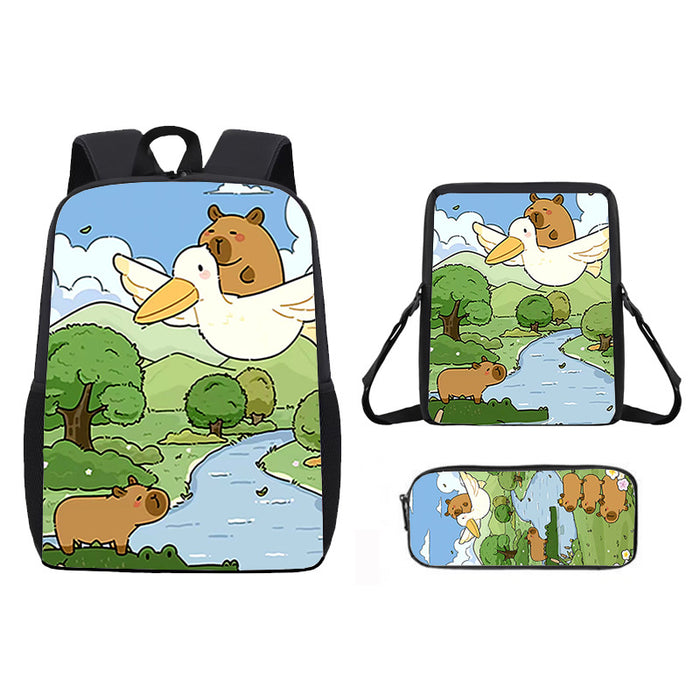 Wholesale Capybara Cute Cartoon Schoolbag  Students Large Capacity Backpack Rucksack