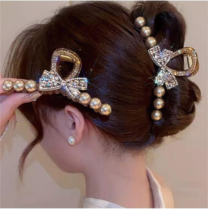 Wholesale Acrylic brown Rhinestone Back of Head Hair Shark Clip Hairpin Headwear