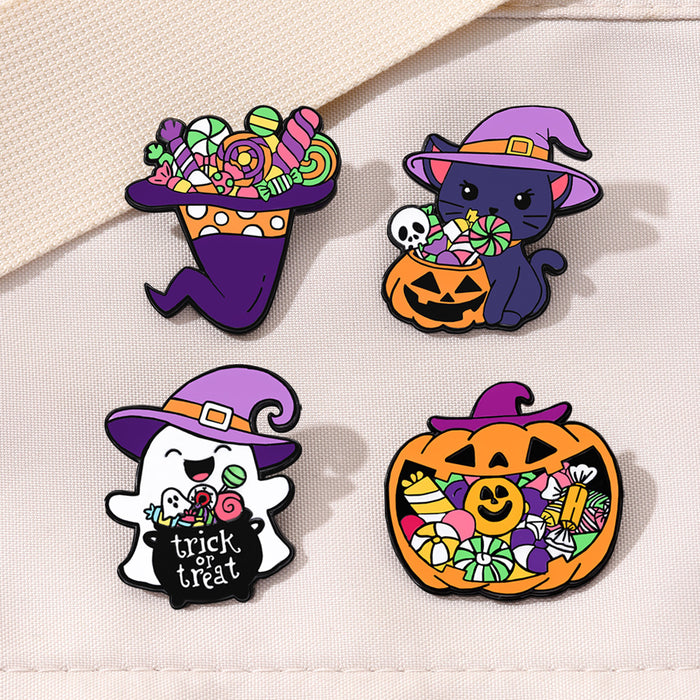 Wholesale  Brooch Badge Schoolbag Decoration Metal Zinc Alloy  Candy Pumpkin Ghost