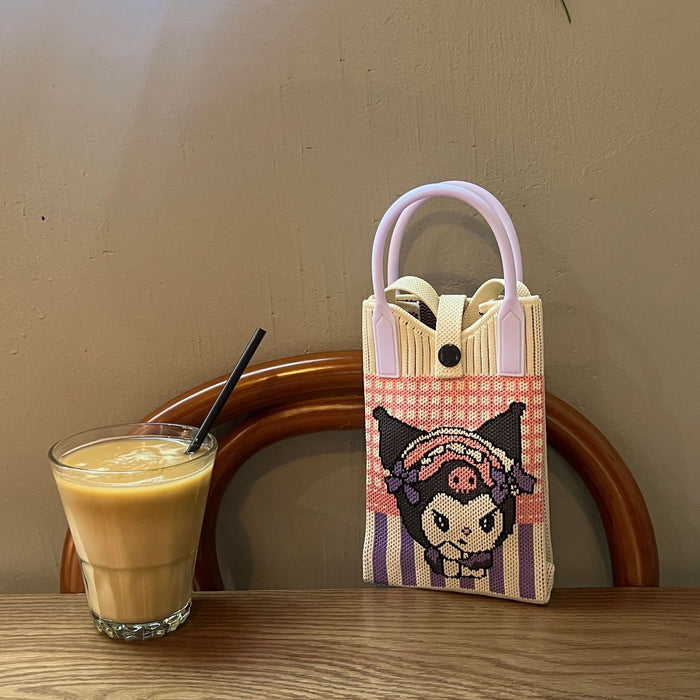 Wholesale Mobile Phone Bag Wool Knitted Small Square Bag  Small Bag Contrast Color