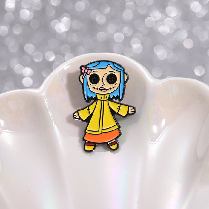 Wholesale Film and Television Peripheral Horror Animation Alloy Brooch Creative Stitching Puppet Shape Secret Room Series Badge JDC-BC-BL006