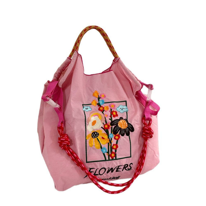 Wholesale Canvas bag embroidery shopping bag tote bag large capacity bag women' s handbag crossbody bag