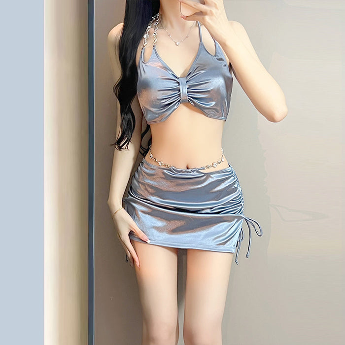 Wholesale Three piece swimsuit set, sexy bikini, high-end silver, hot spring swimsuit vacation