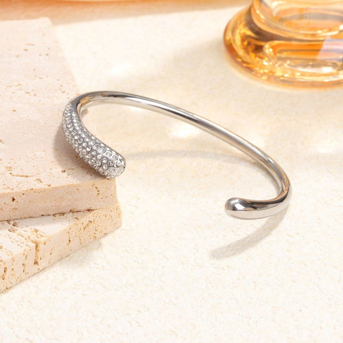 Wholesale Titanium steel bracelet with gold plating and full diamond, high-end and fashionable stainless steel