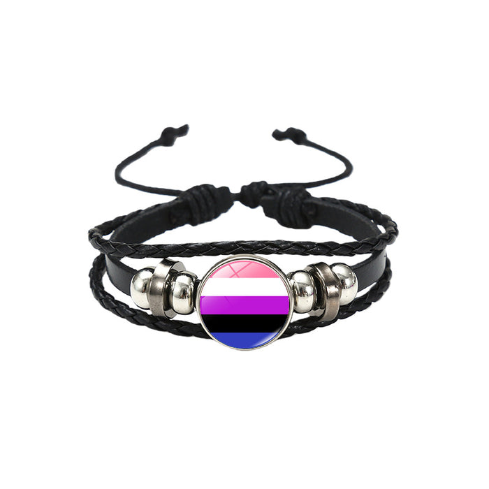 Wholesale Rainbow Flag &  Genderfluid Gemstone Hand-Woven Bracelet