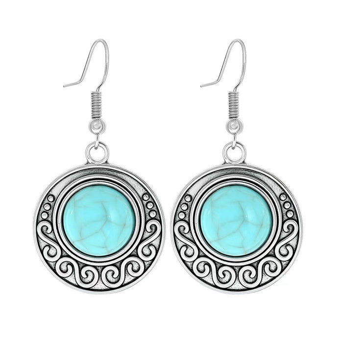 Wholesale Beach Vacation Geometric Alloy Earrings with Turquoise Acrylic Fashion Jewelry MOQ≥2