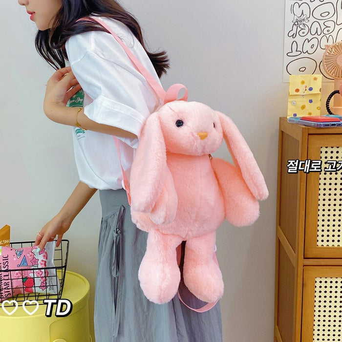 Wholesale Cartoon Cute Plush Bag Double Back Toy Rabbit Backpack Doll Bag