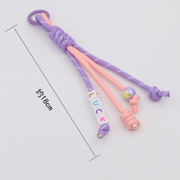 Wholesale New handmade woven colorful rope knotted letter bag pendant DIY keychain car ornament