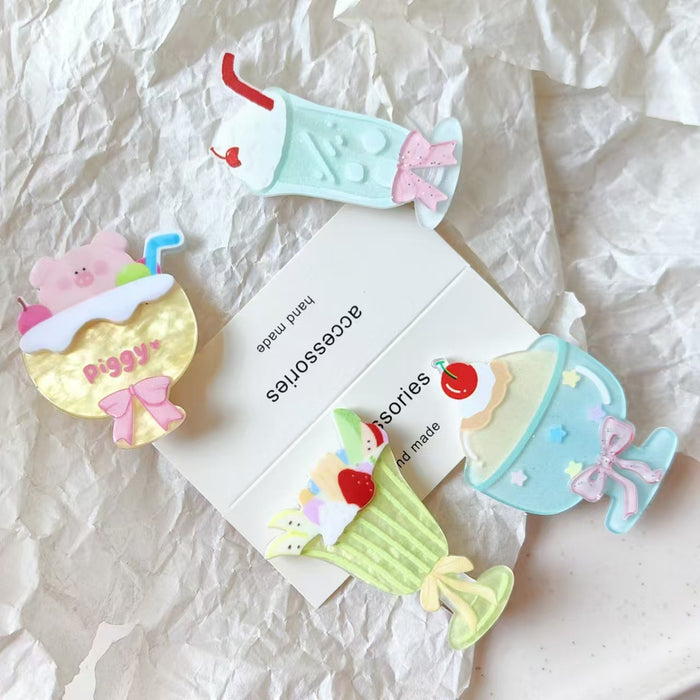 Wholesale Piggy Drink Acrylic Hair Clip