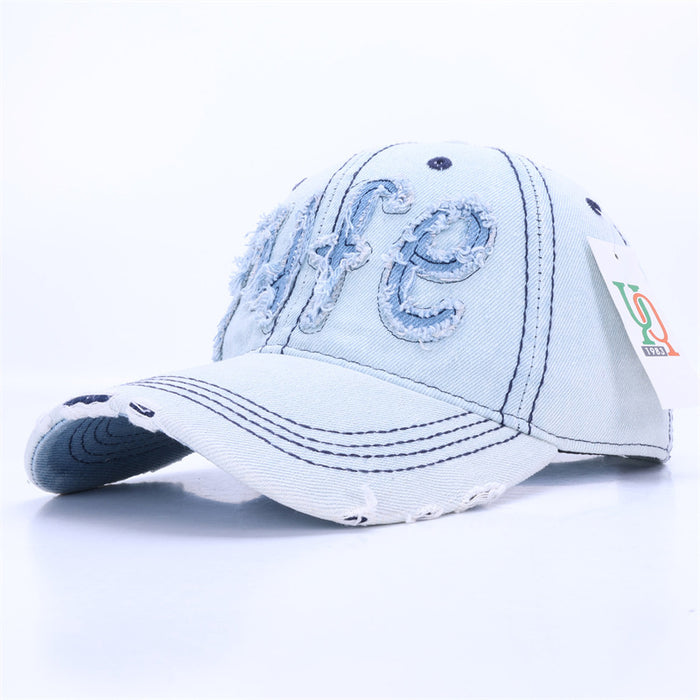 Wholesale Big Head Cowboy Baseball Hat Retro Broken Hole Sunshade Hat Duck Tongue Hat