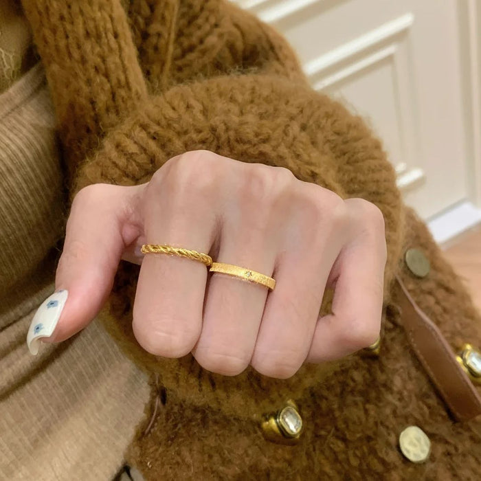 Wholesale Light luxury brushed diamond ring with personalized and niche design, high-end stacked dining ring