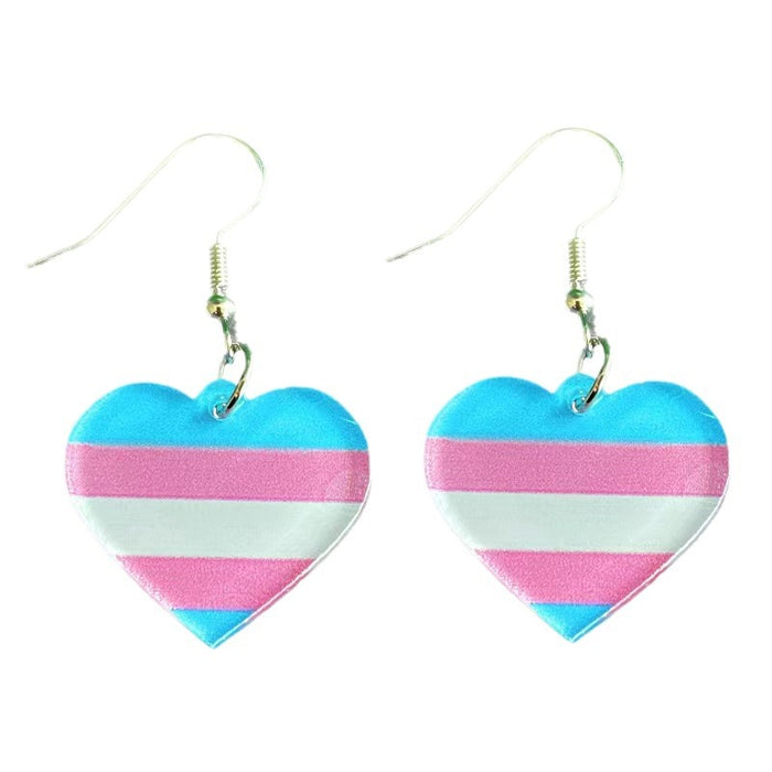 Wholesale Rainbow Geometric Simple Multicolor Heart Shaped Acrylic Earrings JDC-ES-WenT027