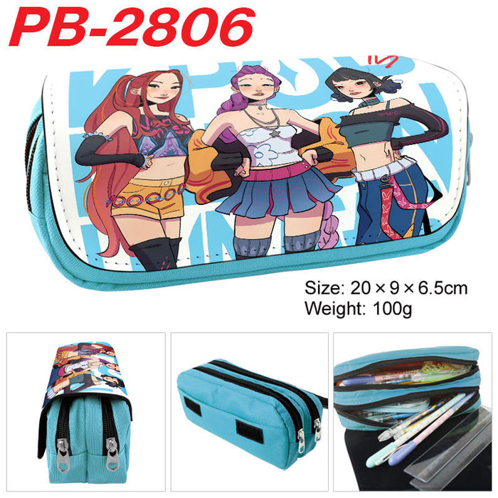 Wholesale Kpop pu full color cartoon student pencil case stationery box