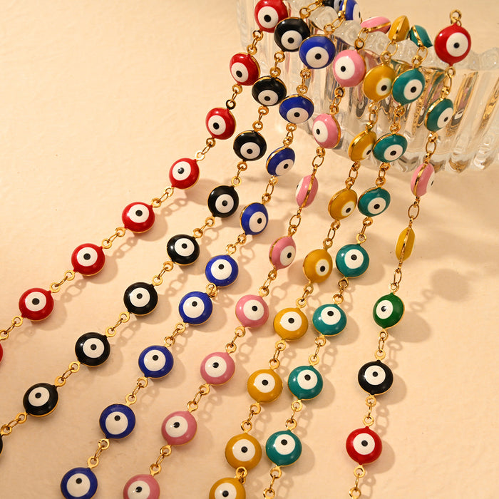 Wholesale Fashion classic style color preserving electroplated stainless steel Devil's Eye ankle chain multi-color wholesale