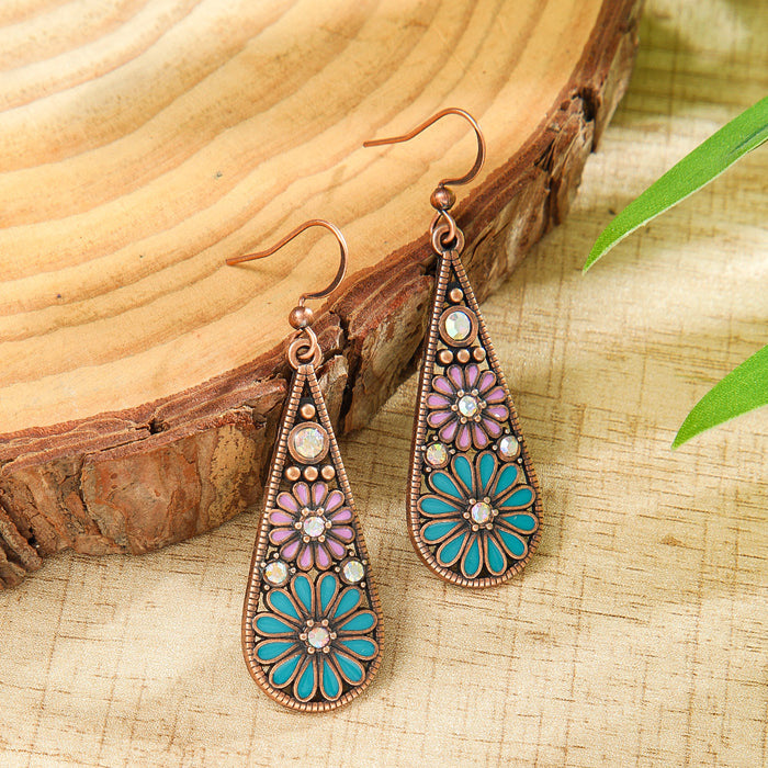 Wholesale 2pcs Bohemian drop-shaped turquoise earrings