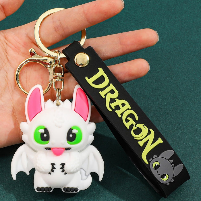 Wholesale Cartoon Black and White Little Flying Dragon Keychain Pendant Soft Plastic Cute Doll Accessories Luggage Pendant