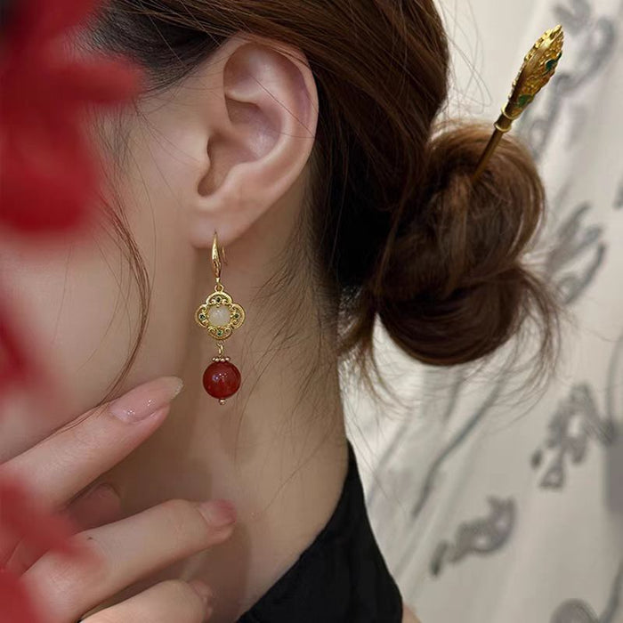 Wholesale  Red Bead Earrings Women's Earrings  Elegant Atmospheric Earrings