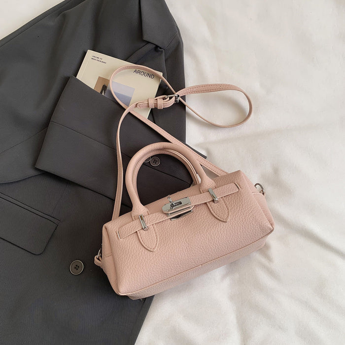 Wholesale Women' s Street Fashion White PU Boston BagEveryday Handbag with Zipper