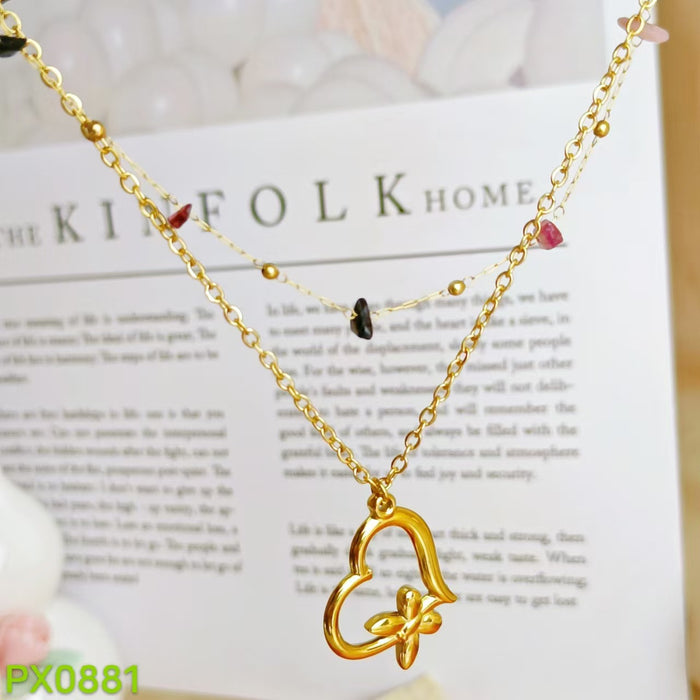 Wholesale Beach starfish oil drop flower necklace, stainless steel collarbone chain, colorfast and versatile accessory