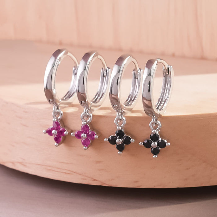 Wholesale Diamond inlaid clover earrings with geometric flowers, fashionable and versatile earrings wholesale