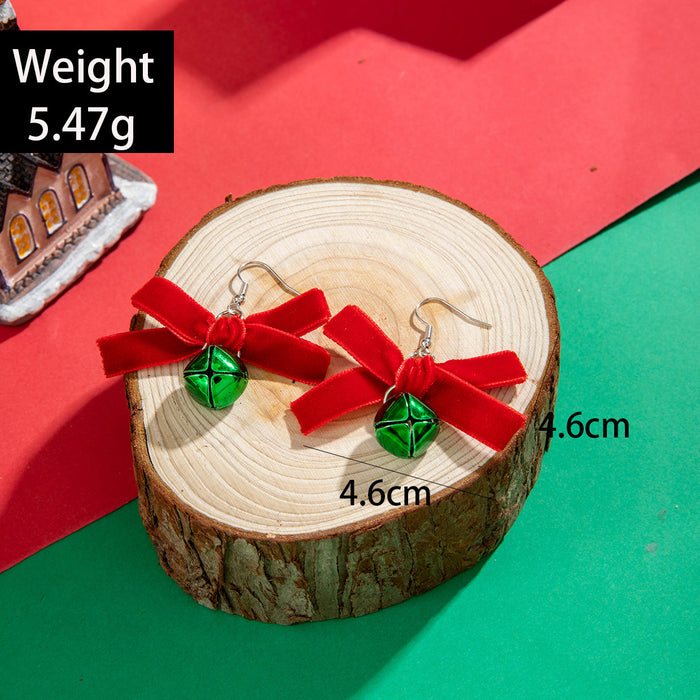 Wholesale Christmas tree bow color earrings women' s personality bell Christmas innovative series earrings