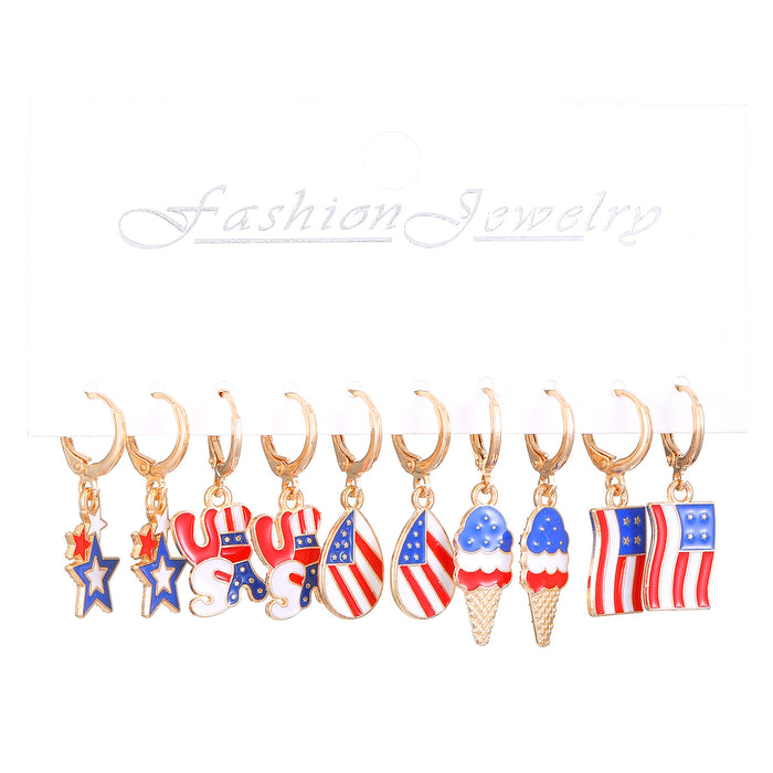 Wholesale National Flag Ice Cream Star Boots Cross Love Set Earrings Cross Border Accessories