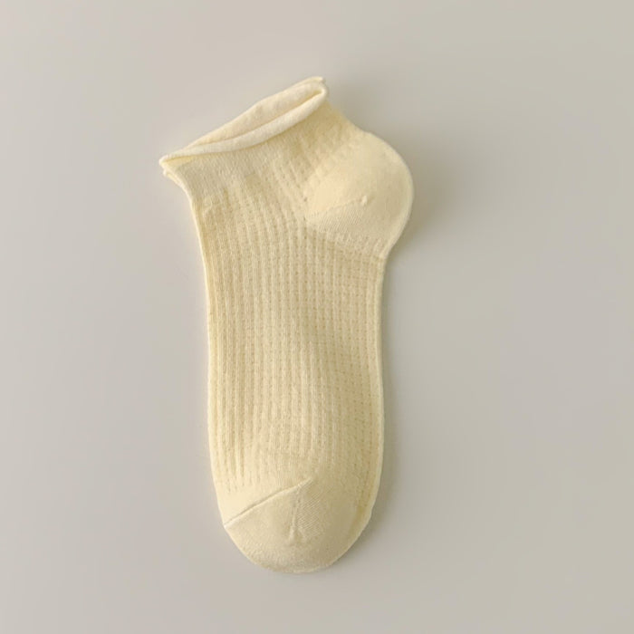 Wholesale Curled edge socks, simple socks, shallow mouth invisible cotton boat socks
