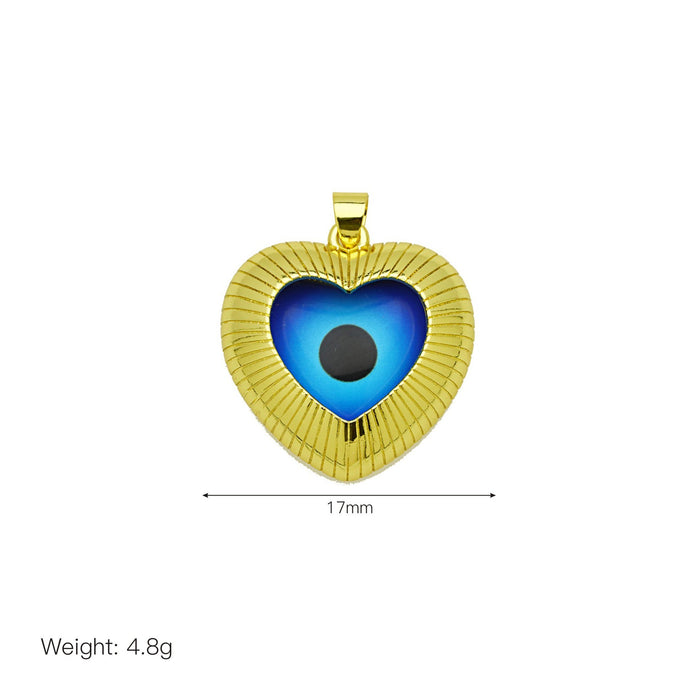 Wholesale Striped heart-shaped love heart eye devil eye copper gold-plated necklace pendant jewelry pendant