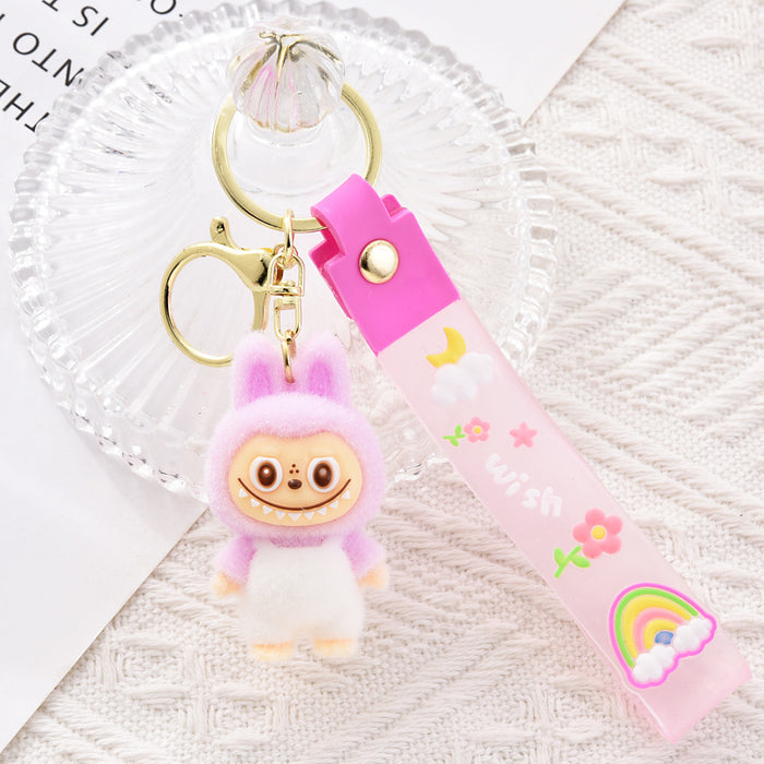 Wholesale Cartoon Flocked Cute Soft Rubber Keychains