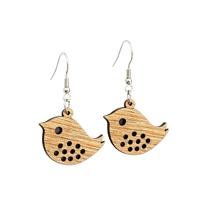 Wholesale Retro Hollow Carved Wooden Bird Earrings Fashion Accessory