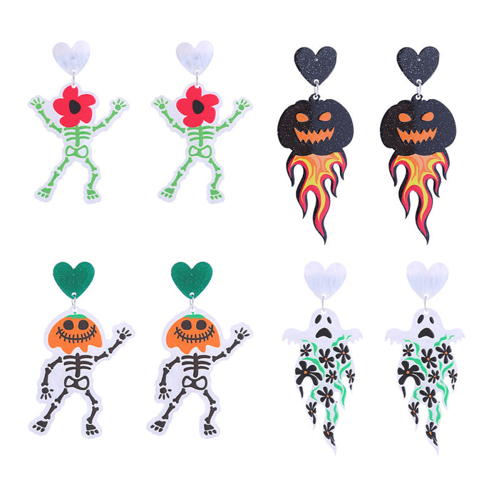 Wholesale Punk  Acrylic  Earrings Funny Pumpkin Skull Ghost Party Earrings