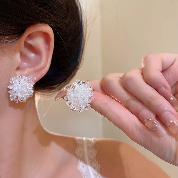 Wholesale Flower bead earrings, light luxury, niche earrings, unique and atmospheric earrings