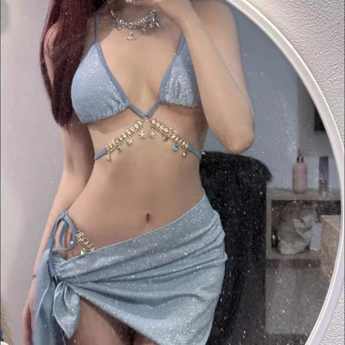 Wholesale Split skirt style high waisted sexy vacation swimsuit