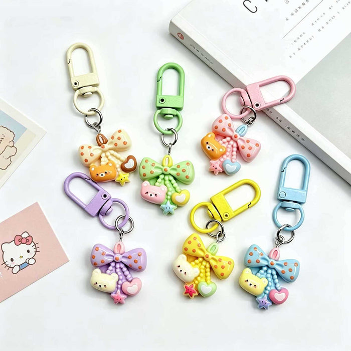 Wholesale Cute Bow Bear Resin Bag Charm Sweet Pendant DIY Gift For Couple And